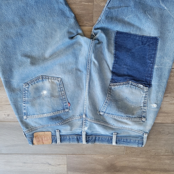 Vintage Levis 501 Blue Button Fly Jeans USA Made 32x32 Distressed Redline - Picture 7 of 11